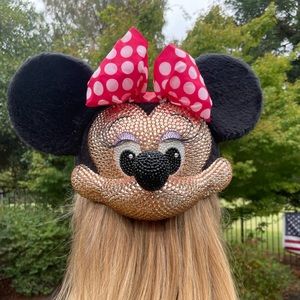 Vintage Minnie Mouse snap back hat. Bedazzled!